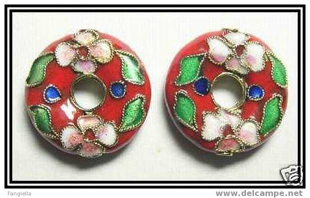 Lot De 2 Perles Donuts Cloisonnées Percées 20mm - Perles