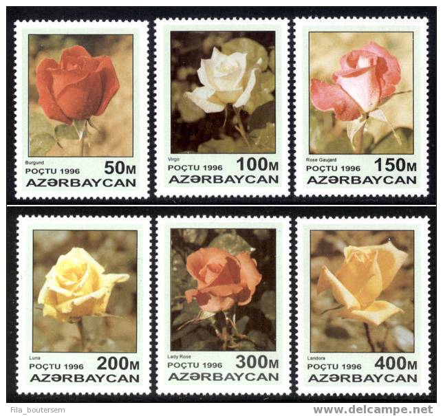 Azerbeidjan - Azerbaidjan - Azerbaijan : 19-06-1996 Set + Bloc (**) : Bloemen - Fleurs : Roses - Roses