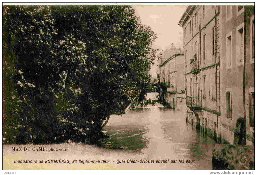 Inondations De Sommieres 26 Septembre 1907 - Quai Cleon Criollet.. - Sommières