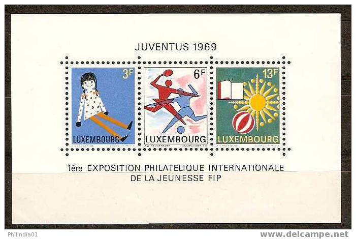 LUXEMBOURG 1969 YOUTH & LEISURE, DOLL, BALL PLAYERS, BOOK, COMPASS ROSE S/s MNH #  5072 - Neufs