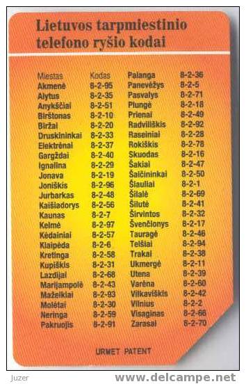 Lithuania. 1997. Telephone Prefixes - Litauen