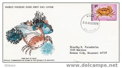 Maldiven XX001 /  – Meereskrabben Auf 3 Illustrierten FDCs N. USA Gelaufen, 1978 - Maldives (1965-...)