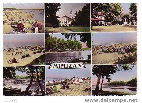 MIMIZAN - 9 Vues : Plage Du Courant, Plage, Passerelle De L´étang, Eglise, Etang, Heure Du Bain, Carrefour, Grande - Mimizan Plage