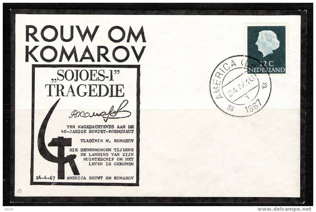 PAYS-BAS /  / SOYOUZ 1 / Mort De VLADIMIR KOMAROV / 24.04.67. - Europe