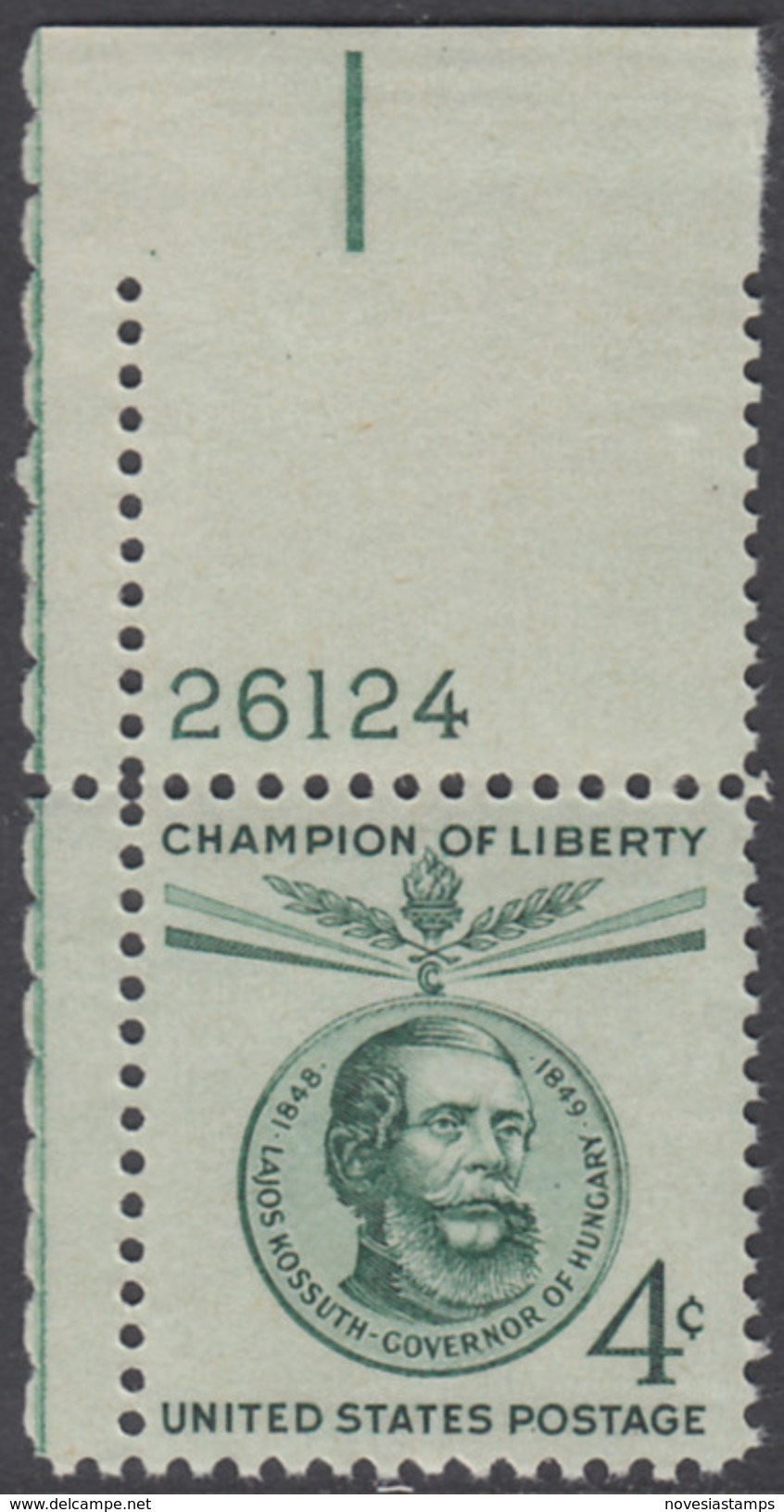 !a! USA Sc# 1117 MNH SINGLE From Upper Left Corner W/ Plate.# 26124 - Champion Of Liberty: Lajos Kossuth - Unused Stamps