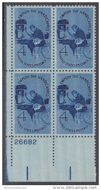 !a! USA Sc# 1155 MNH PLATEBLOCK (LL/26682) - Employ The Handicapped - Nuovi