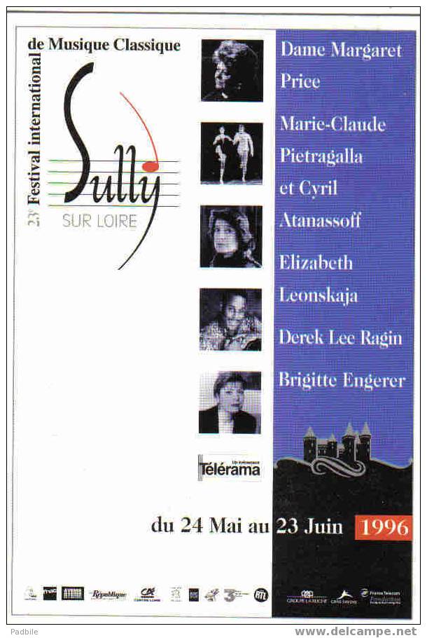 Carte Postale  45. Sully-sur-Loire  Festival International De Musique Classique 1996 - Sully Sur Loire