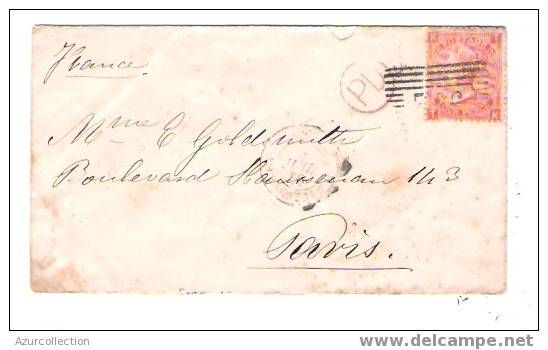 4 PENCES BLEUS POUR PARIS .1869 - Postmark Collection