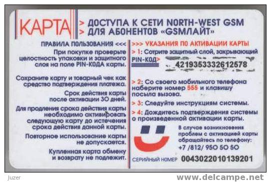 Russia. North-West GSM: GSM Recharge Card - Russia