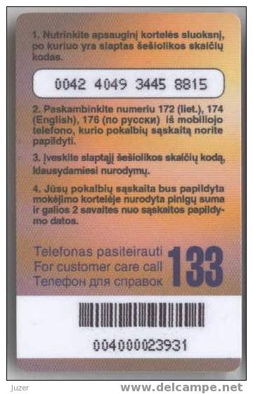 Lithuania. OmniTel: GSM Recharge Card (2) - Lituanie