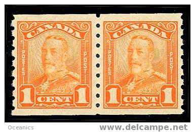 Canada (Scott No. 160 - George V Scroll) (**) TTB / XF Paire / Pair - Coil Stamps