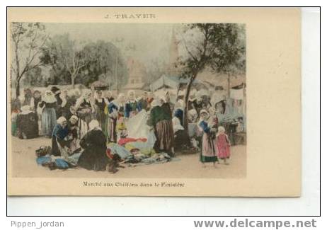 THEME MARCHE (29)  Marché Aux Chiffons Dans Le Finistère * Très Belle Carte Animée, écrite En 1909. - Marktplaatsen