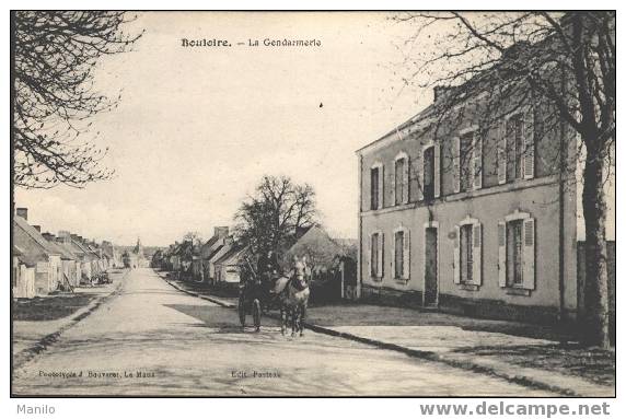 72 -   BOULOIRE   -  LA GENDARMERIE   EN BEAU PLAN  (ATTELAGE)     1906 - Bouloire