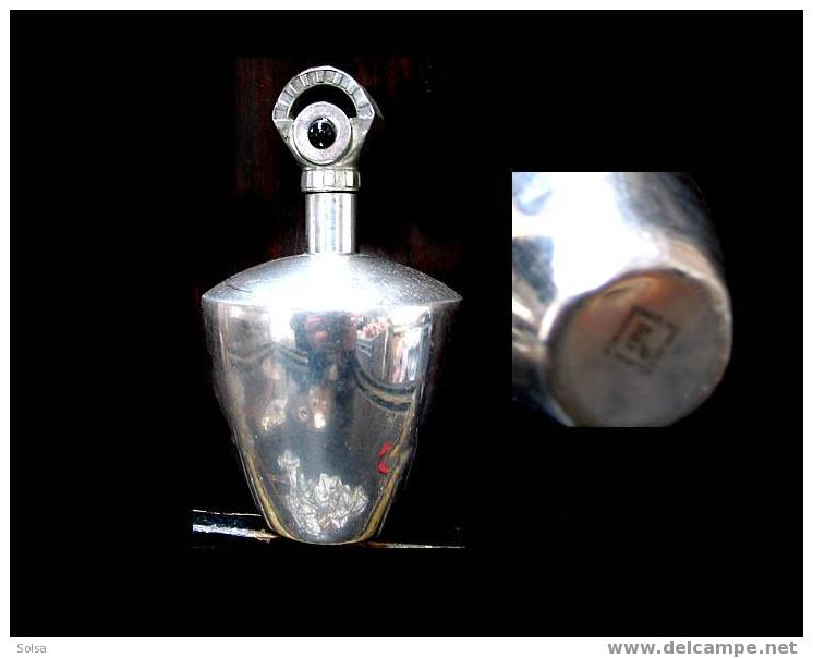 Très Rare Flacon à Parfum Anglais En étain Signé Sheffield Pewter Mede In England Trio Années 40-50 Old Perfume Bottle - Tin