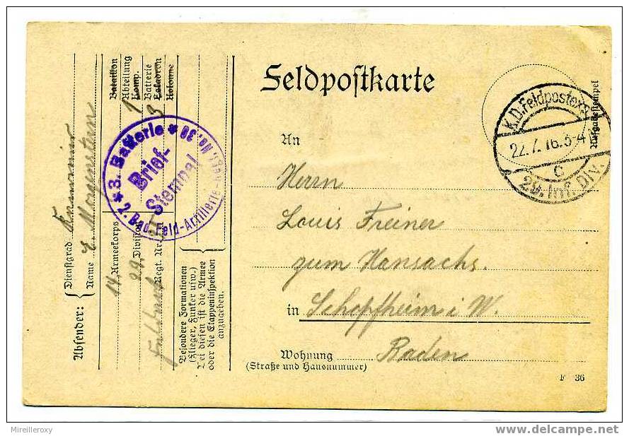 WWI / CARTE DE FRANCHISE / FELDPOSTKARTE / 29 INF. DIV. - WW1 (I Guerra Mundial)