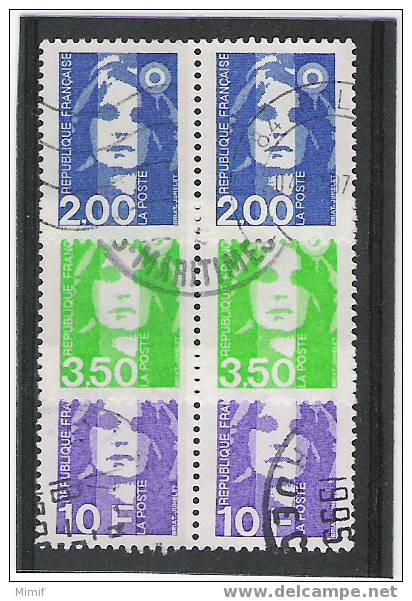 3 Paires Différentes, Horizontales - Parfait état - 1989-1996 Bicentenial Marianne