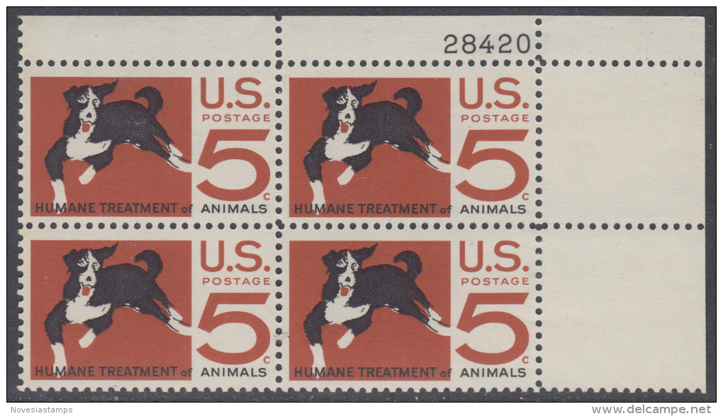 !a! USA Sc# 1307 MNH PLATEBLOCK (UR/28420) - Human Treatment Of Animals - Unused Stamps