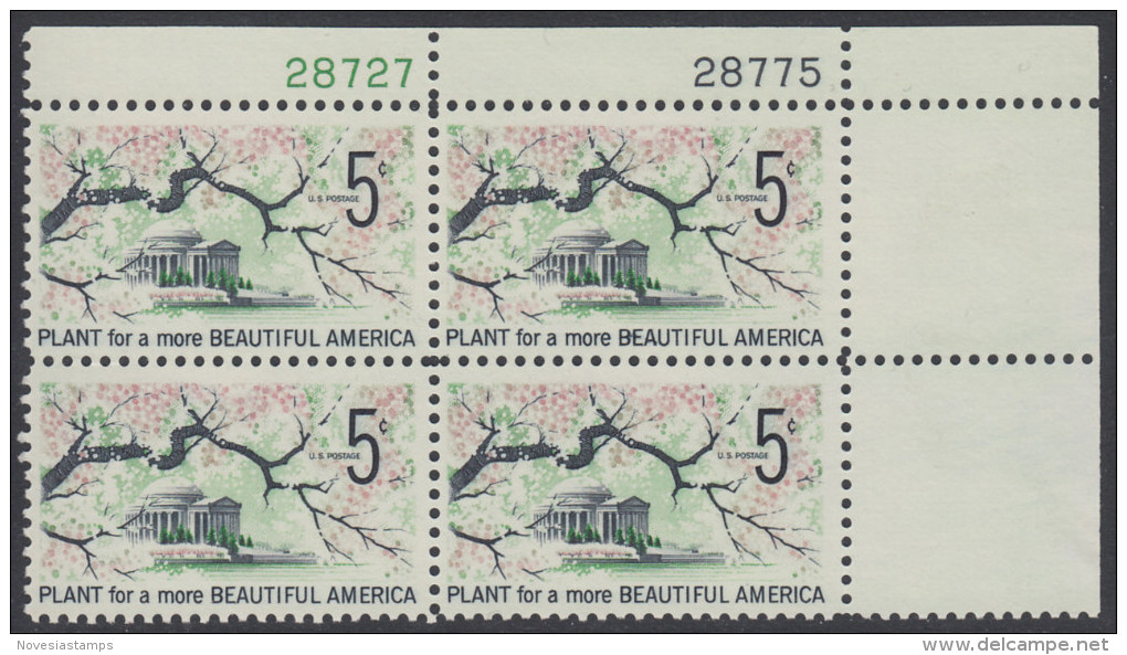 !a! USA Sc# 1318 MNH PLATEBLOCK (UR/28775) - Beautification Of America - Nuovi