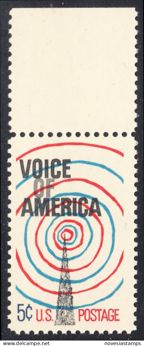 !a! USA Sc# 1329 MNH SINGLE W/ Top Margin (a1) - Voice Of America - Unused Stamps