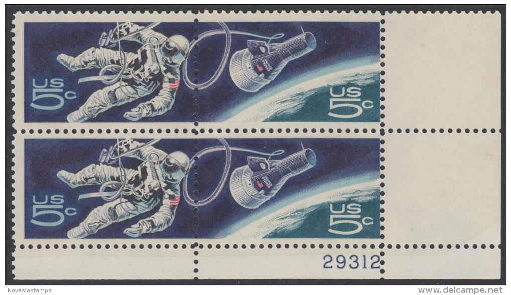 !a! USA Sc# 1331-1332 MNH PLATEBLOCK (LR/29312) - Accomplishment In Space - Nuovi