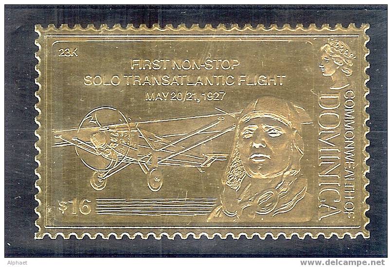 GOLD FOIL "FIRST NON STOP SOLO TRANSATLANTIC FLIGHT", MAY 20/21, 1927 - Dominica (1978-...)