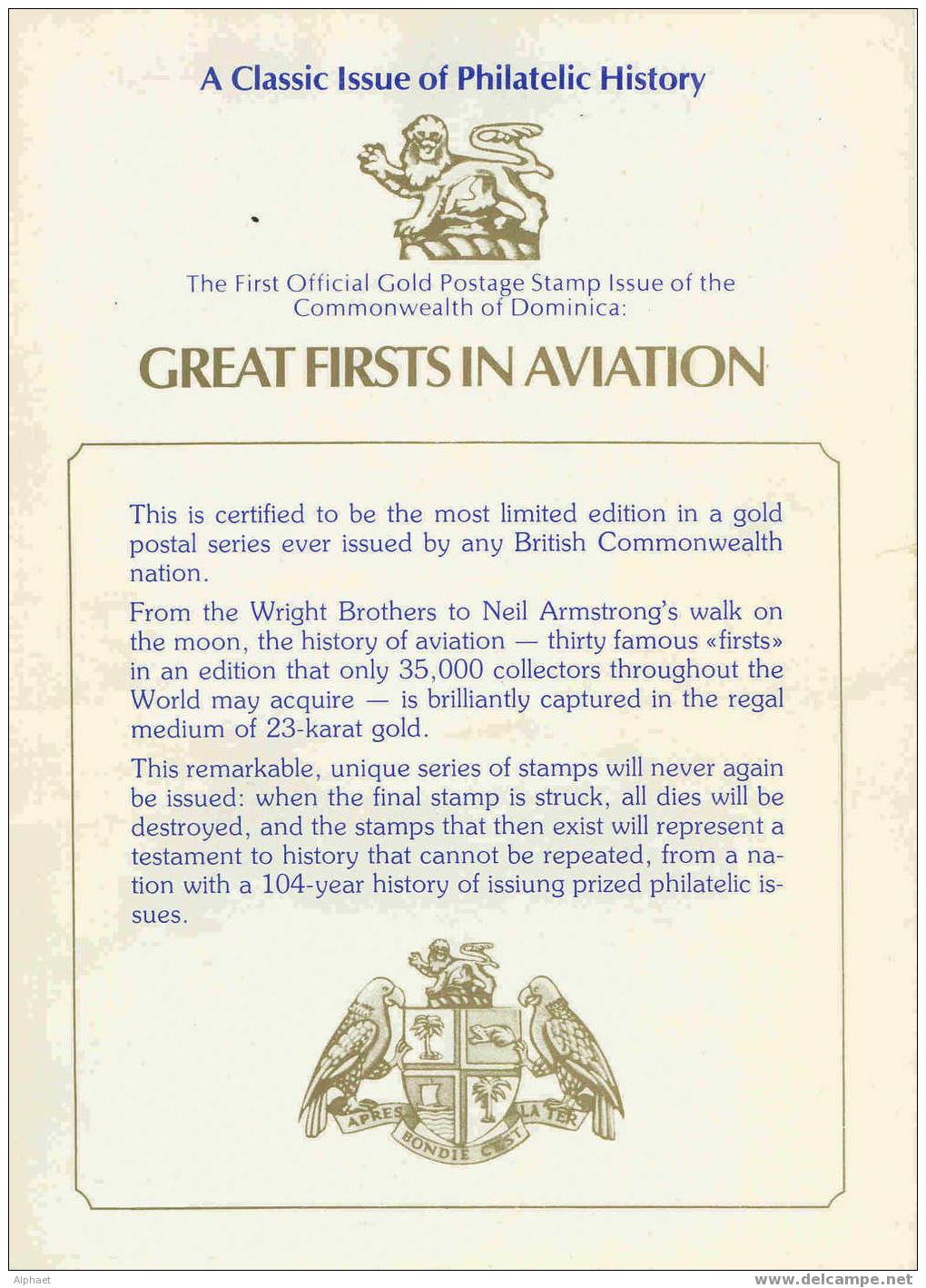 GOLD FOIL "FIRST NON STOP SOLO TRANSATLANTIC FLIGHT", MAY 20/21, 1927 - Dominique (1978-...)