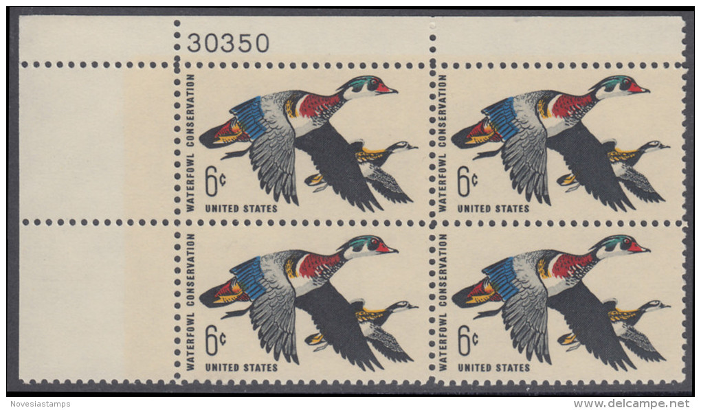 !a! USA Sc# 1362 MNH PLATEBLOCK (UL/30350) - Waterfowl Conservation - Ongebruikt