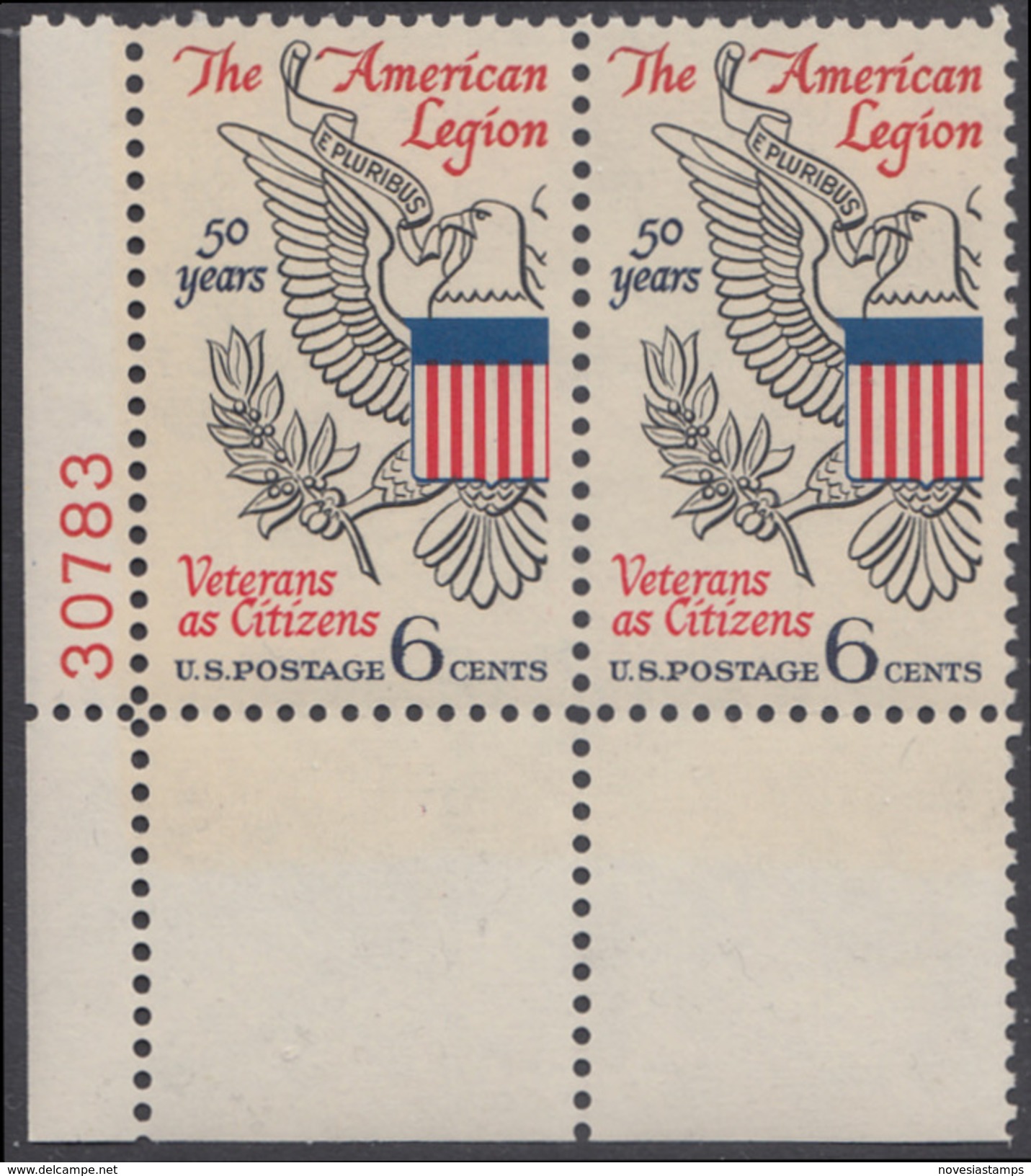 !a! USA Sc# 1369 MNH Horiz.PAIR (LL/30783) (Gum Slightly Damaged) - American Legion - Nuovi