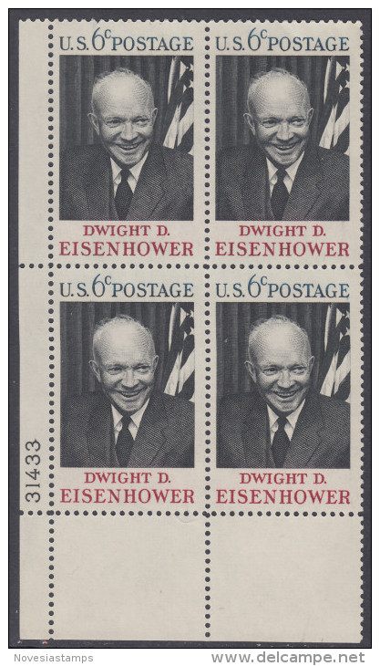 !a! USA Sc# 1383 MNH PLATEBLOCK (LL/31433) - Dwight D. Eisenhower - Ongebruikt
