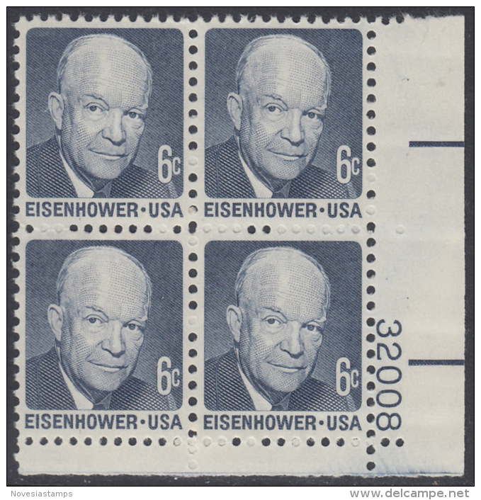 !a! USA Sc# 1393 MNH PLATEBLOCK (LR/32008) - Dwight D. Eisenhower - Ongebruikt