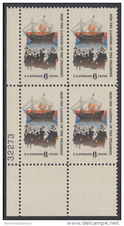 !a! USA Sc# 1420 MNH PLATEBLOCK (LL/32273) - Landing Of The Pilgrims - Unused Stamps