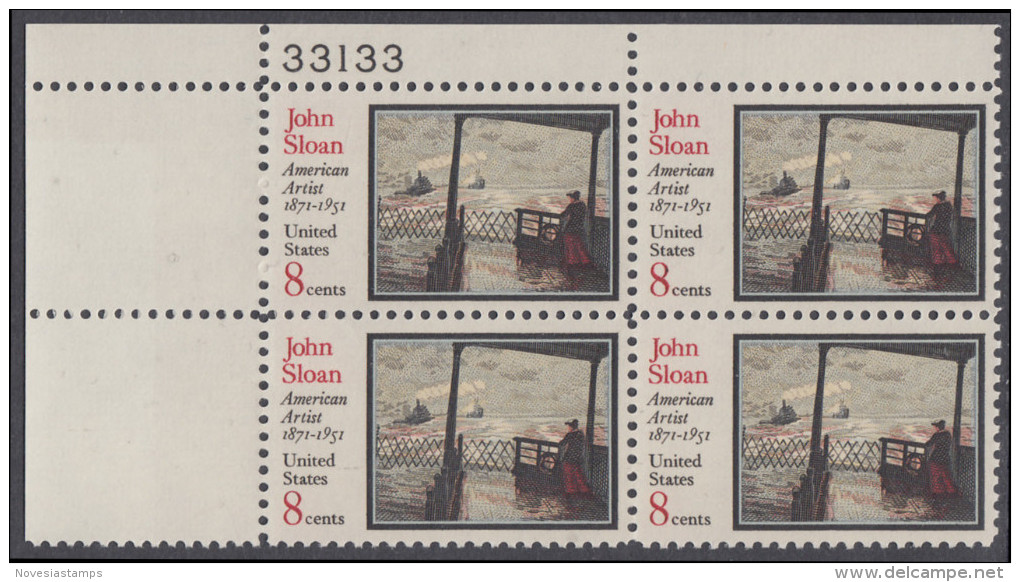 !a! USA Sc# 1433 MNH PLATEBLOCK (UL/33133) - John Sloan - Unused Stamps