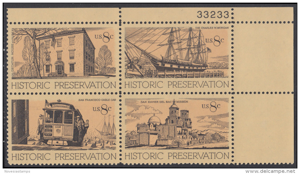 !a! USA Sc# 1440-1443 MNH PLATEBLOCK (UR/33233) - Historic Preservation - Ungebraucht