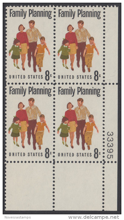!a! USA Sc# 1455 MNH PLATEBLOCK (LR/33395/a) - Family Planning - Nuovi