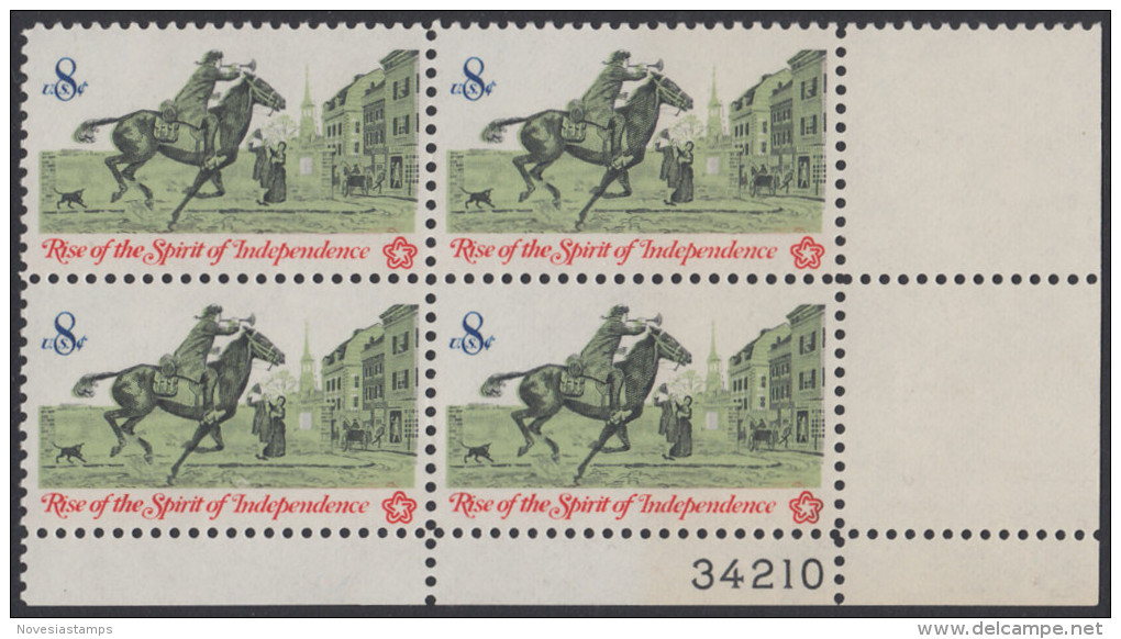 !a! USA Sc# 1478 MNH PLATEBLOCK (LR/34210/a) - American Bicentennial: Postrider - Unused Stamps