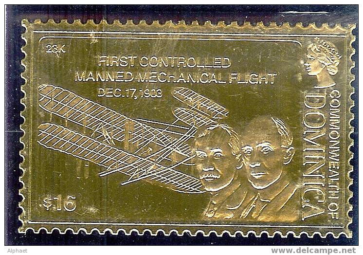 GOLD FOIL "FIRST CONTROLLED MANNED MECHANICAL FLIGHT" DEC. 17,1903 - Dominica (1978-...)