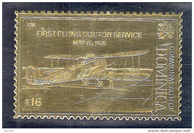 GOLD FOIL "FIRST FLYING DOCTOR SERVICE", MAY 15, 1928 - Dominica (1978-...)
