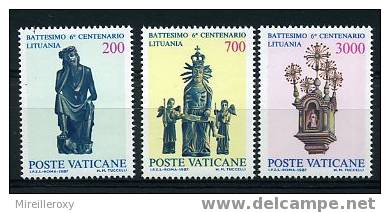 VATICAN / 806-808 / BAPTEME EN LITUANIE / SCULPTURE RELIGION - Neufs