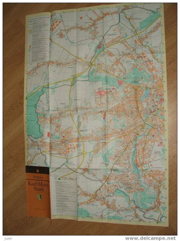 Germany (GDR): Map Of Karl-Marx-Stadt (Chemnitz Now) (1990) - Carte Topografiche