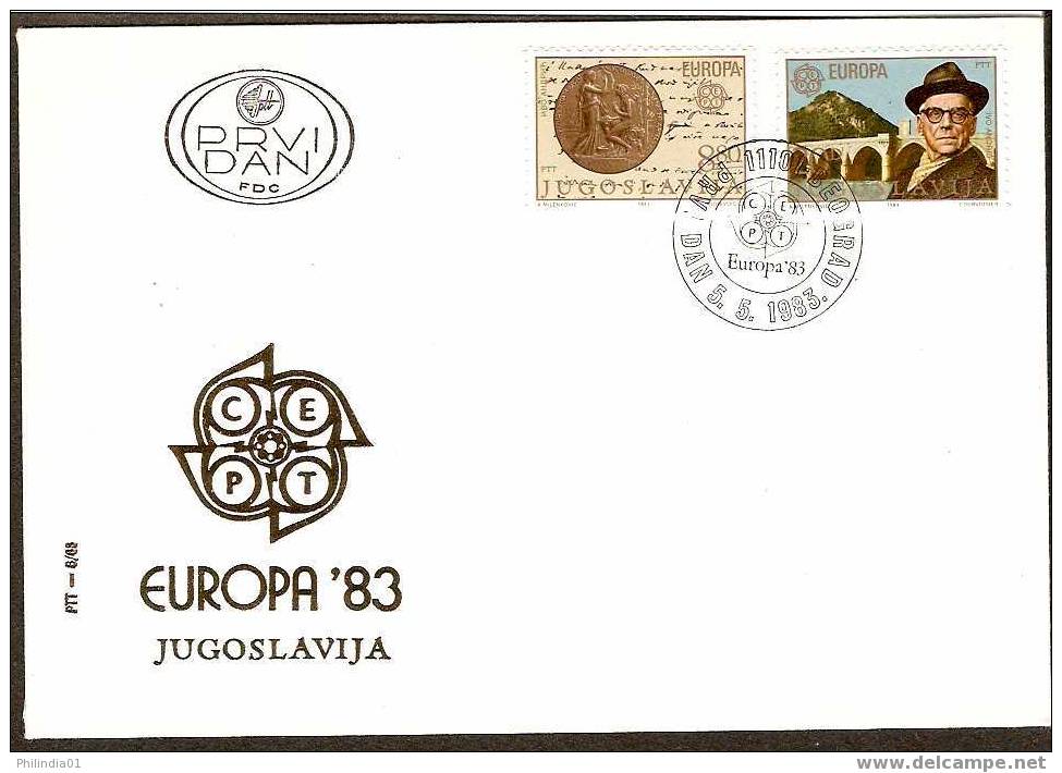 YUGOSLAVIA 1983 EUROPA - CEPT, BRIDGE, FAMOUS PERSON, SEALS  FDC # 7825 - 1983