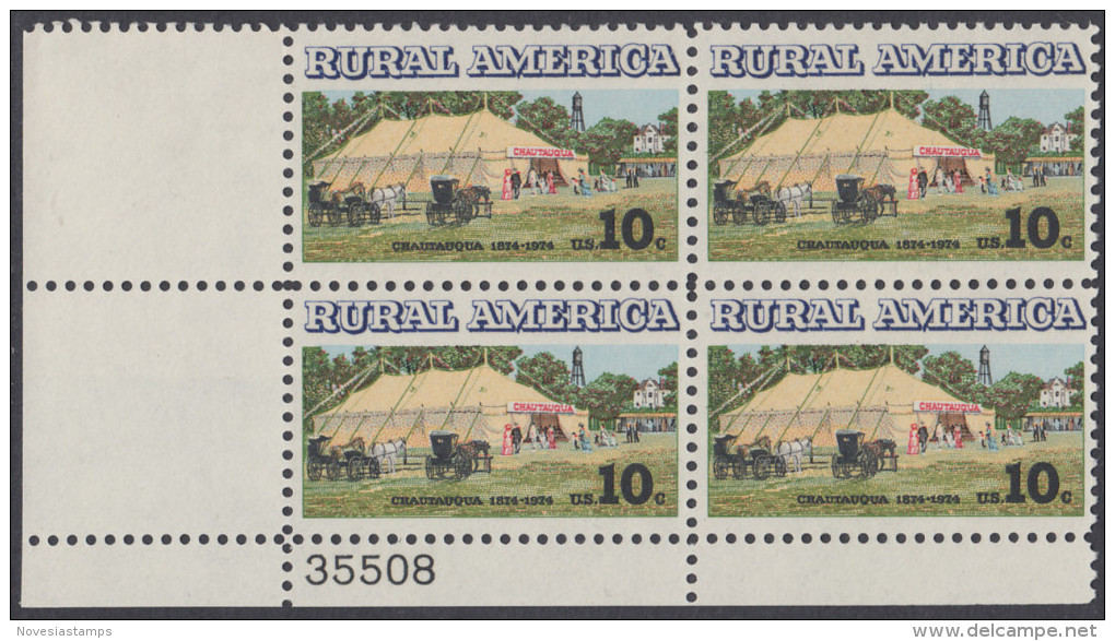 !a! USA Sc# 1505 MNH PLATEBLOCK (LL/35508) - Rural America: Chautauqua Tent And Buggies - Ongebruikt