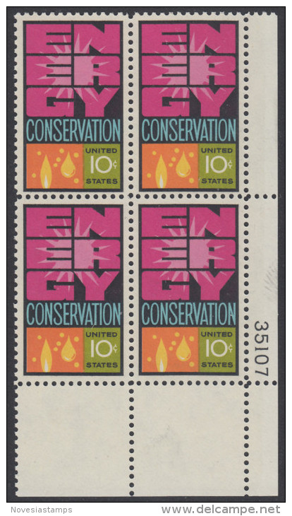 !a! USA Sc# 1547 MNH PLATEBLOCK (LR/35107/a) - Energy Conservation - Unused Stamps