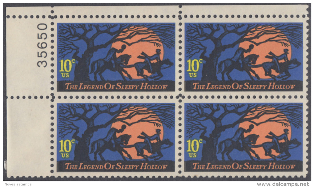 !a! USA Sc# 1548 MNH PLATEBLOCK (UL/35650) (Gum Slightly Damaged) - Legend Of Sleepy Hollow - Neufs