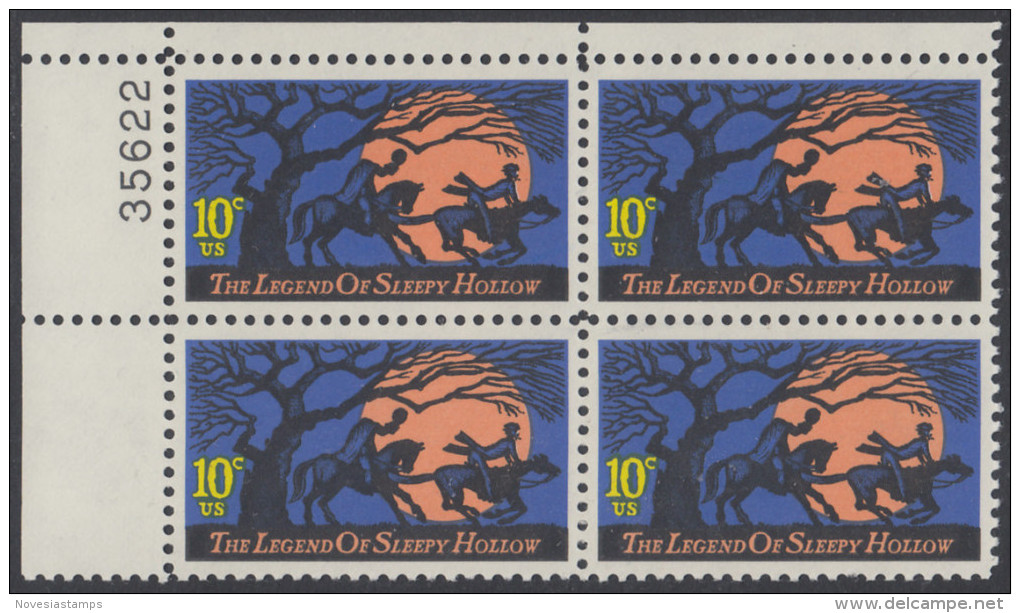 !a! USA Sc# 1548 MNH PLATEBLOCK (UL/35622) - Legend Of Sleepy Hollow - Unused Stamps