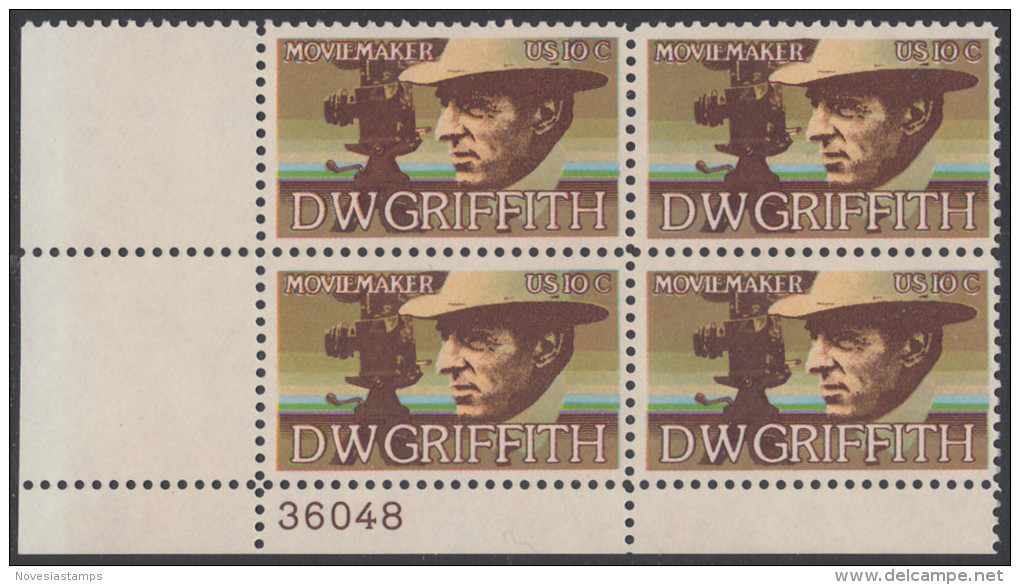 !a! USA Sc# 1555 MNH PLATEBLOCK (LL/36048) - DW Griffith - Unused Stamps