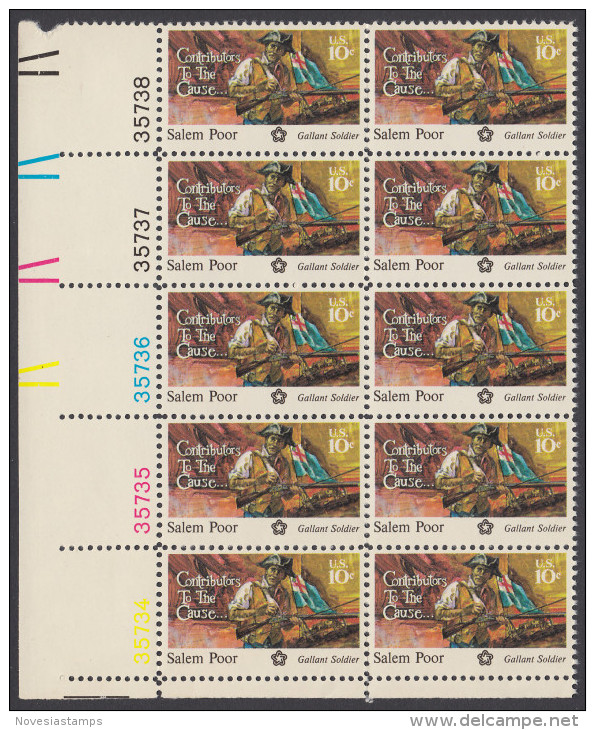 !a! USA Sc# 1560 MNH PLATEBLOCK(10) (LL/35734) - Salem Poor - Ongebruikt