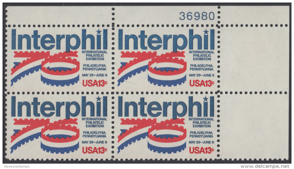 !a! USA Sc# 1632 MNH PLATEBLOCK (UR/36980) - INTERPHIL '76 - Ungebraucht