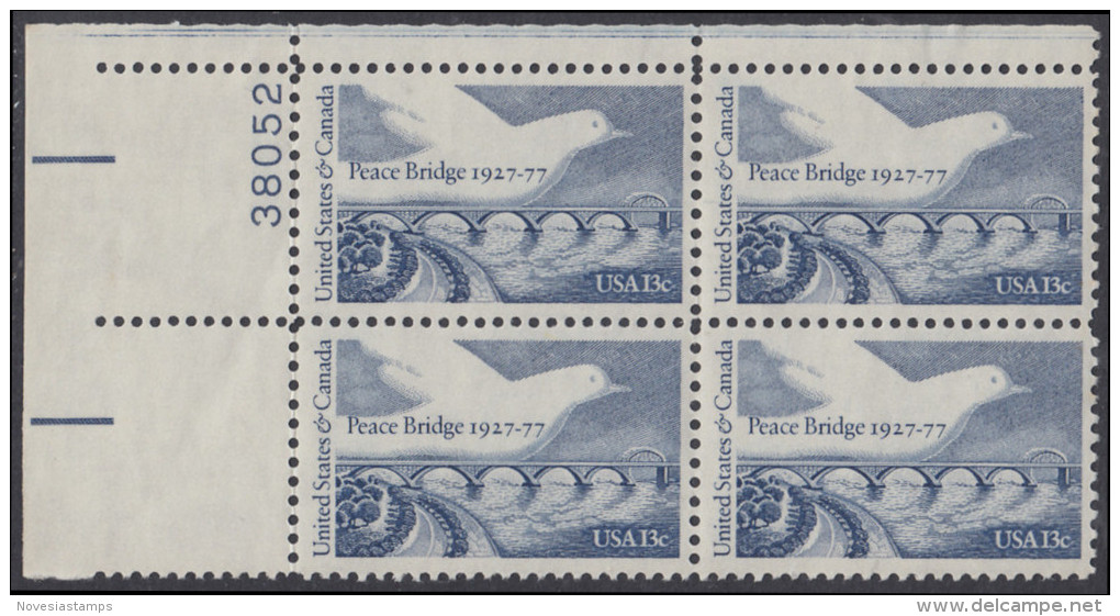 !a! USA Sc# 1721 MNH PLATEBLOCK (UL/38052) - Peace Bridge - Unused Stamps