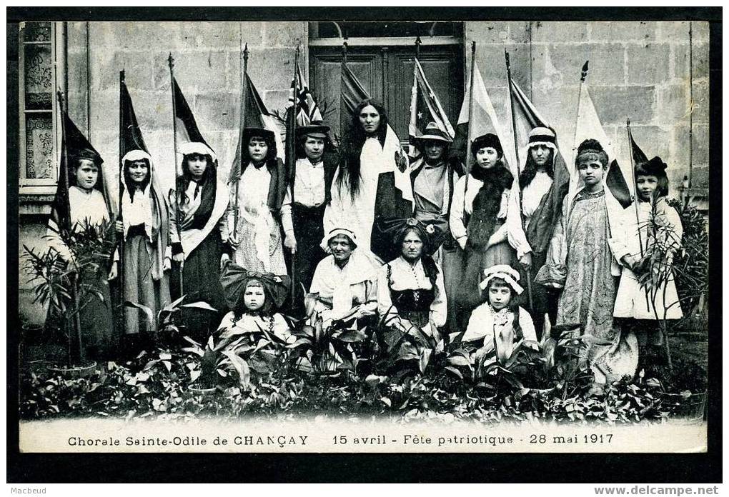 37 - CHANCAY - Chorale Sainte Odile Fête Patriotique 28 Mai 1917 (731 Hab. En 1901) - GROS PLAN - Autres & Non Classés