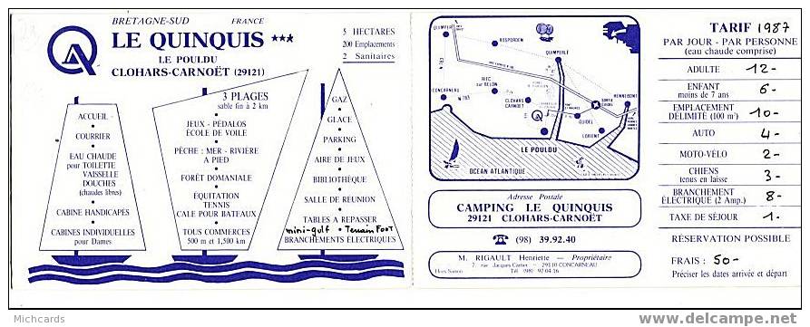 CPSM 29 CLOHARS CARNOET - Camping Le Quinquis (Double Carte) - Clohars-Carnoët